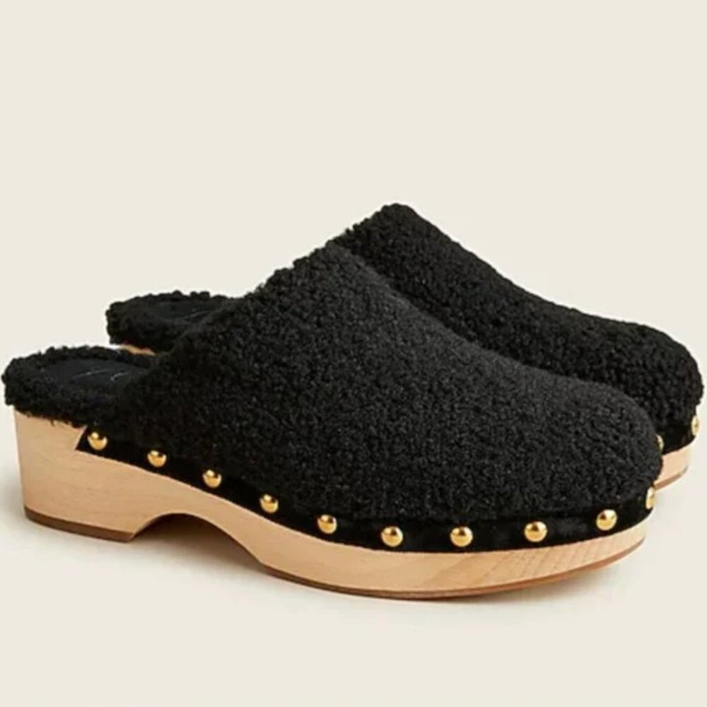 J Crew Sherpa Clogs Black 9